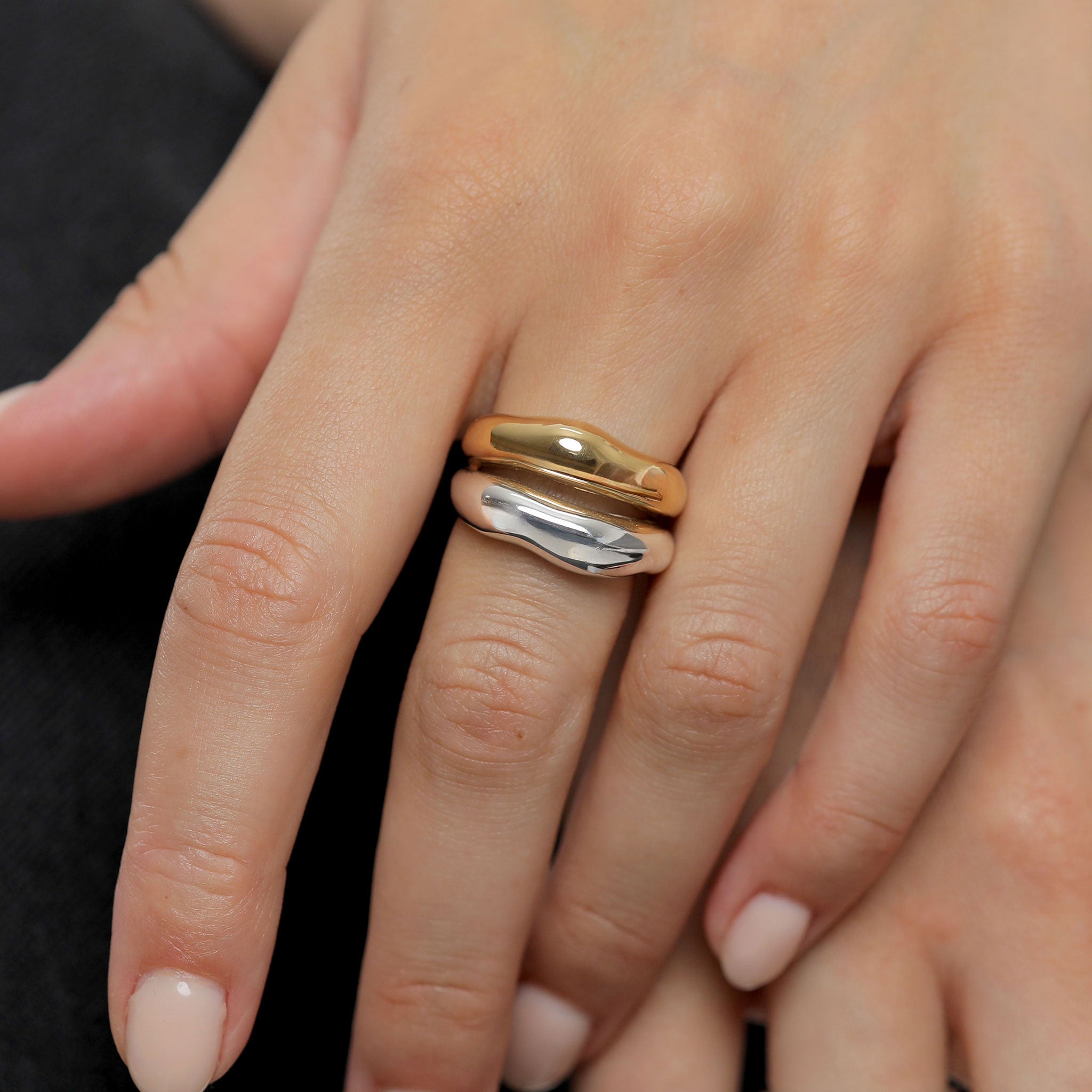 Zweifarbig - Elli PREMIUM | Ring Bicolor | Organic | 925 Sterling Silber vergoldet