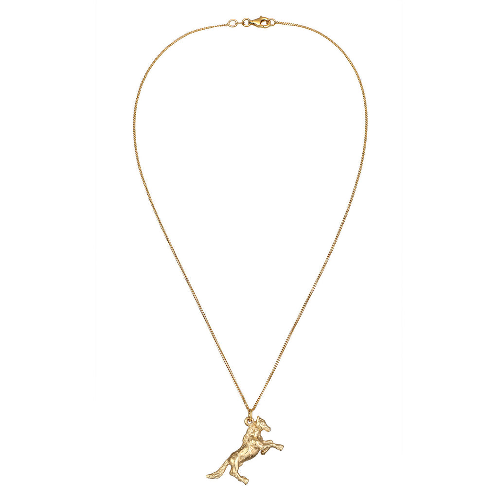 Gold - Elli | Halskette Anhänger Pferd | 925 Sterling Silber vergoldet
