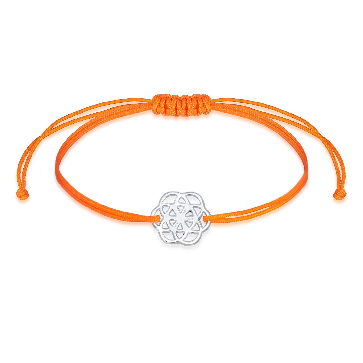 Orange - Nenalina | Armband Blume des Lebens | Nylon (Orange) | 925 Sterling Silber