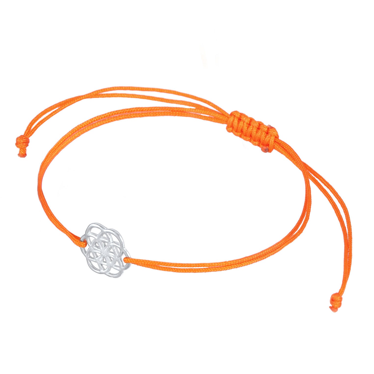 Orange - Nenalina | Armband Blume des Lebens | Nylon (Orange) | 925 Sterling Silber