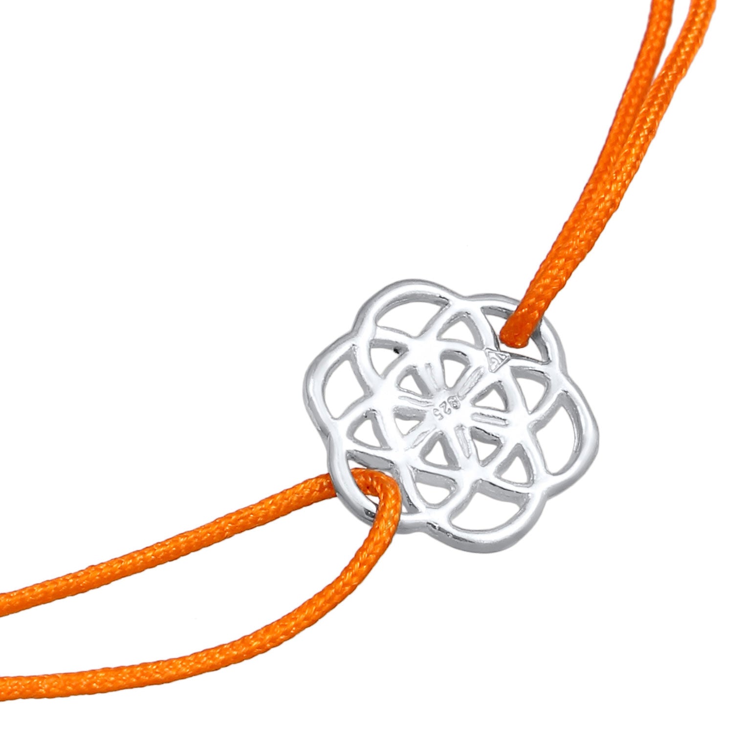 Orange - Nenalina | Armband Blume des Lebens | Nylon (Orange) | 925 Sterling Silber