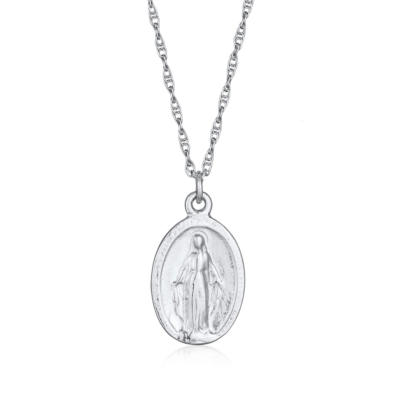 Silber - Elli | Halskette Marienbild Oval | 925er Sterling Silber