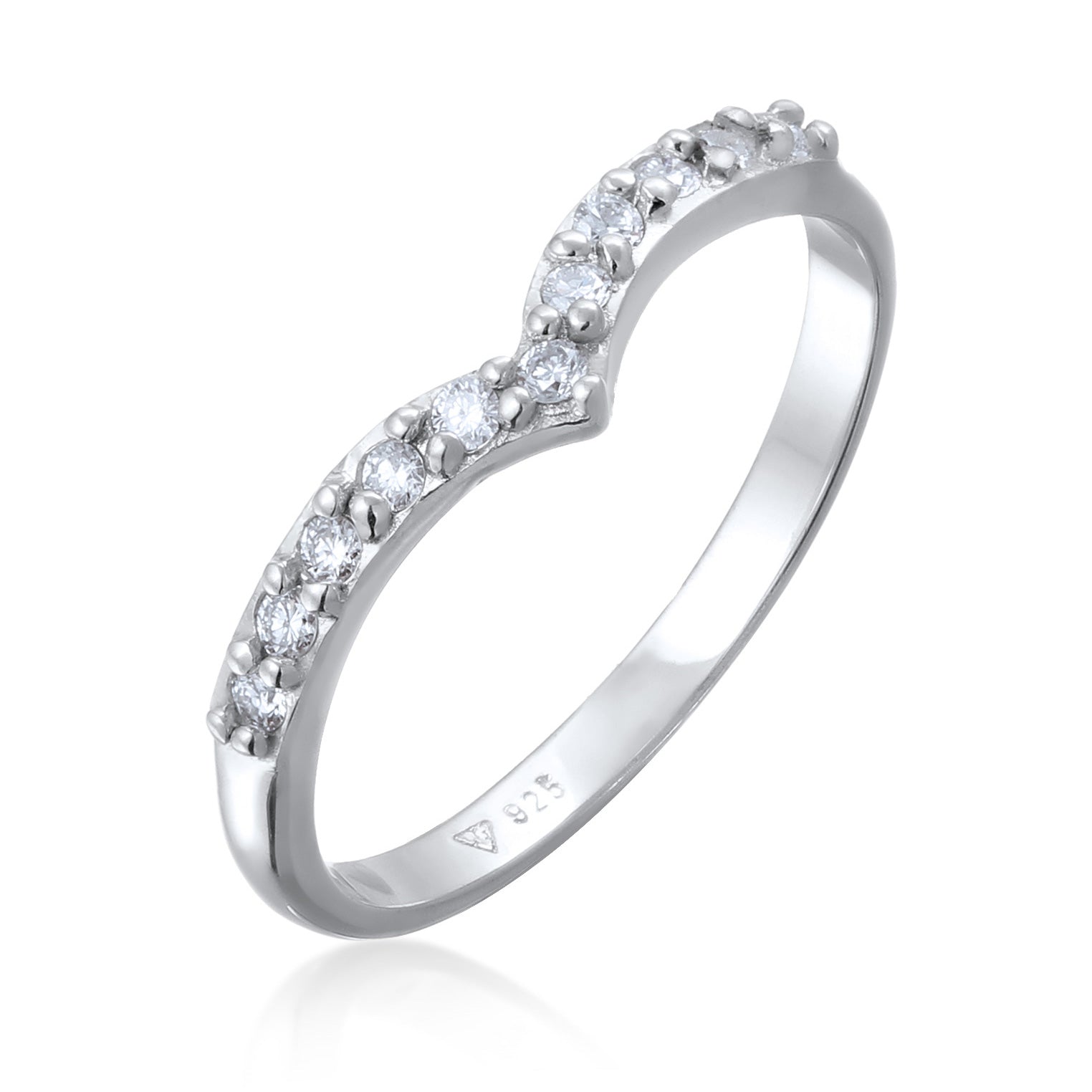 Silber - Elli DIAMONDS | Ring | Laborgezüchtete Diamanten (Weiß, 0.044 ct) | 925 Sterling Silber