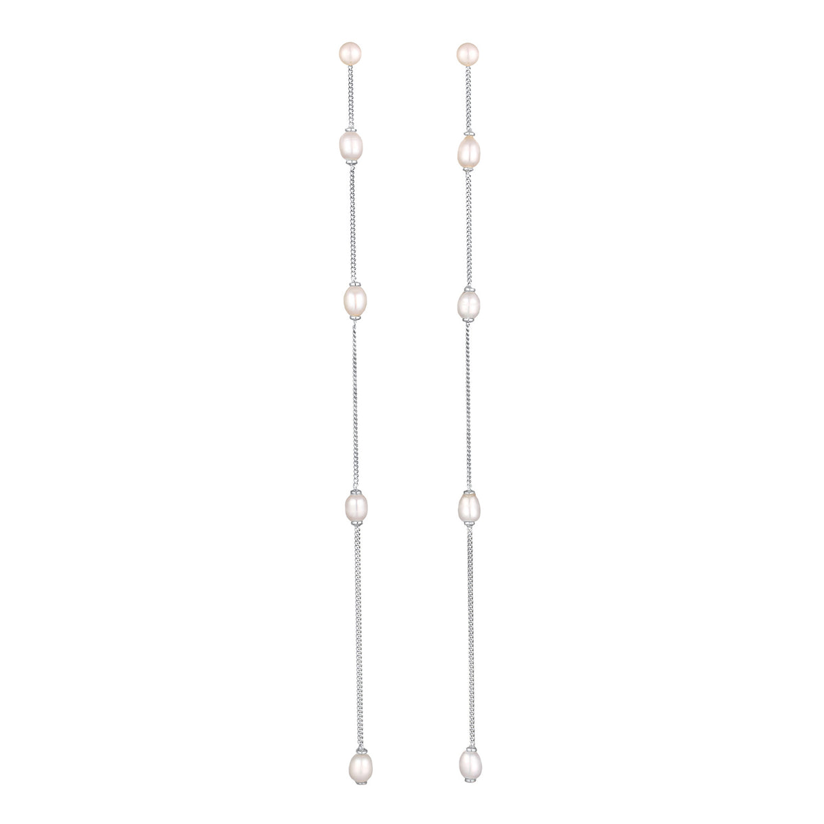 Silber - Elli PREMIUM | Ohrstecker Chain | Süßwasserzuchtperlen | 925 Sterling Silber