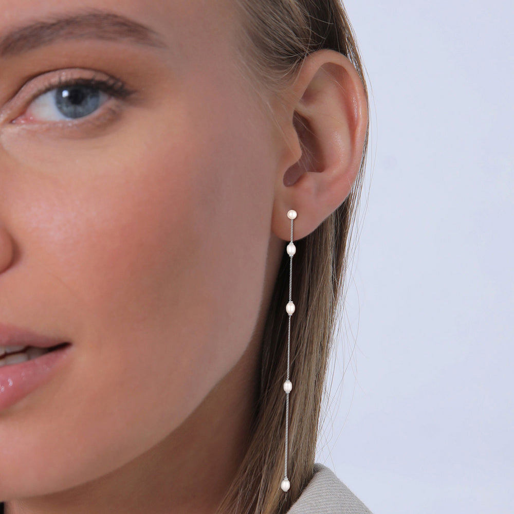 Chain Earrings | Freshwater Cultured Pearls