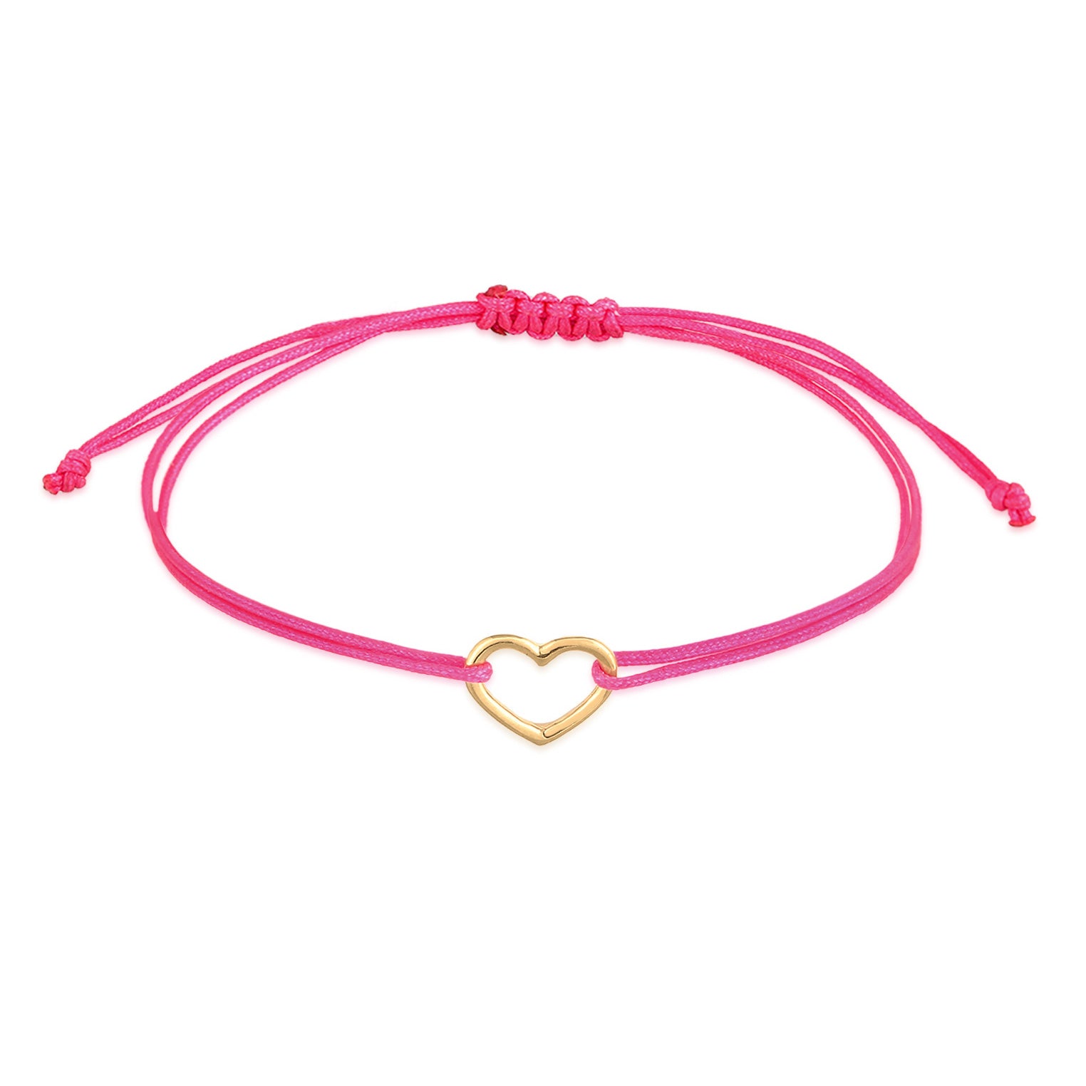 Pink - Elli | Armband Herz | Nylon (Pink) | 925er Sterling Silber Vergoldet