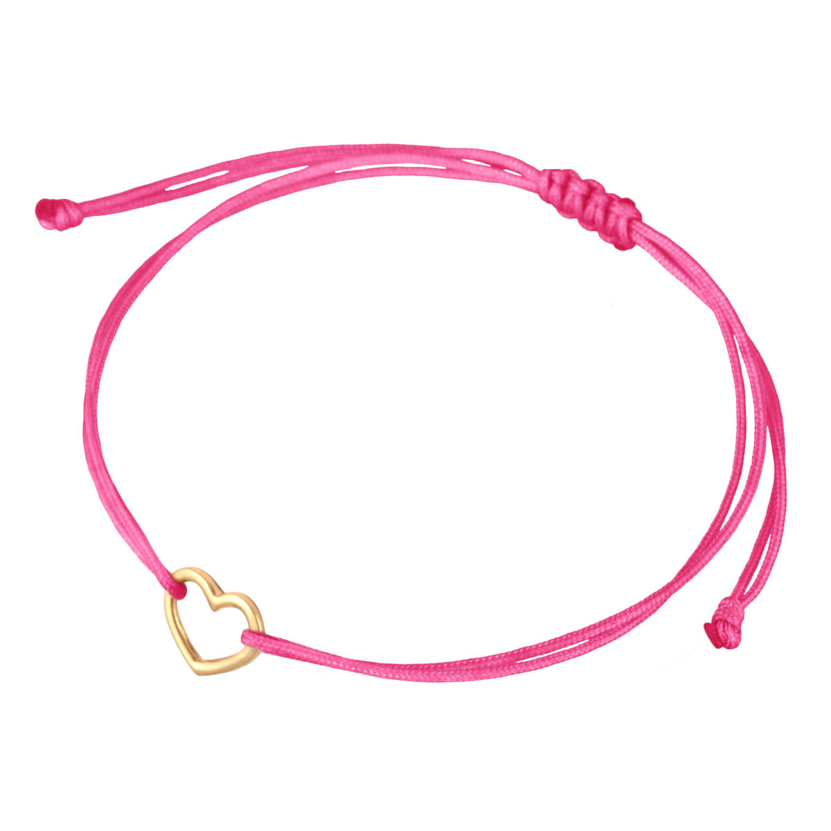 Pink - Elli | Armband Herz | Nylon (Pink) | 925er Sterling Silber Vergoldet