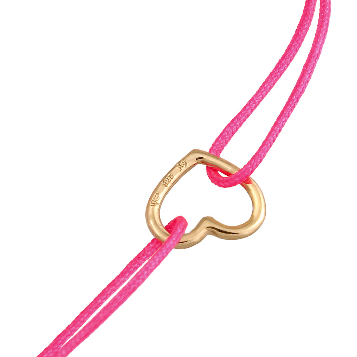 Pink - Elli | Armband Herz | Nylon (Pink) | 925er Sterling Silber Vergoldet