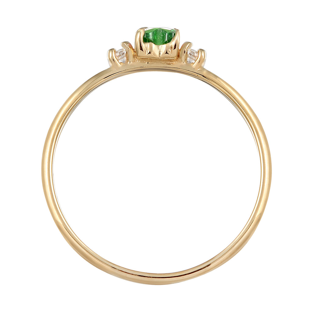 Grün - Elli | Ring Herz | Zirkonia (Grün) | 925 Sterling Silber vergoldet