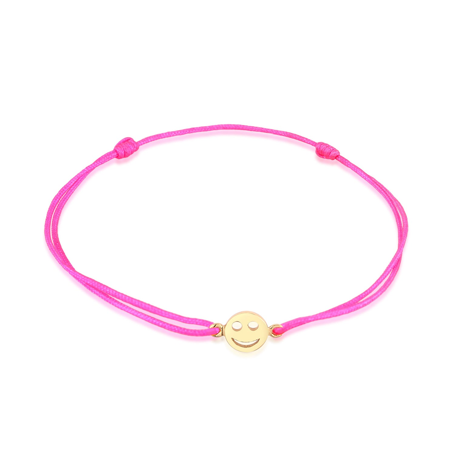 Pink - Elli | Armband mit Smiling Face | Nylon (Pink) | 925 Sterling Silber vergoldet