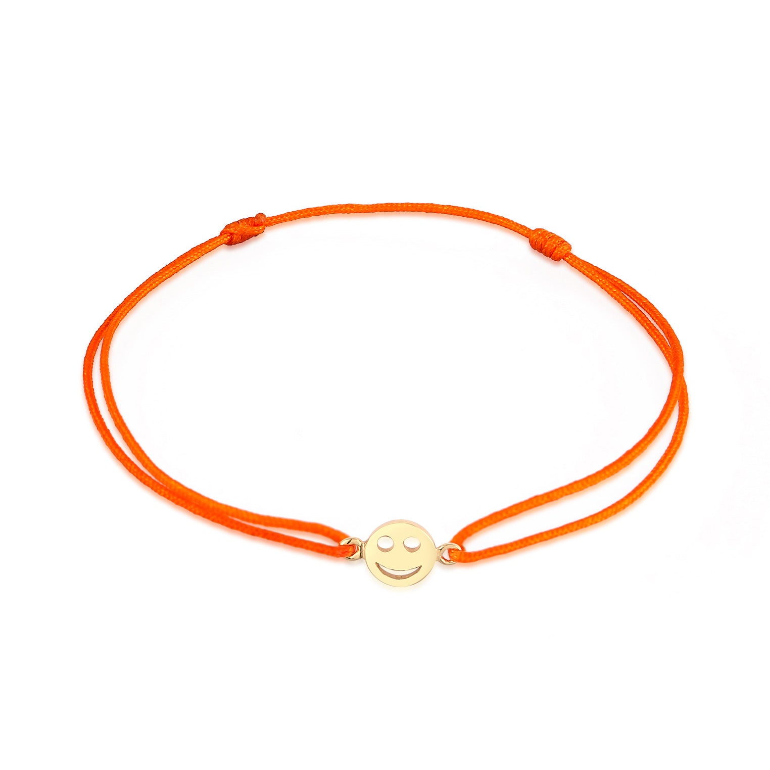 Orange - Elli | Armband mit Smiling Face | Nylon (Orange) | 925 Sterling Silber vergoldet