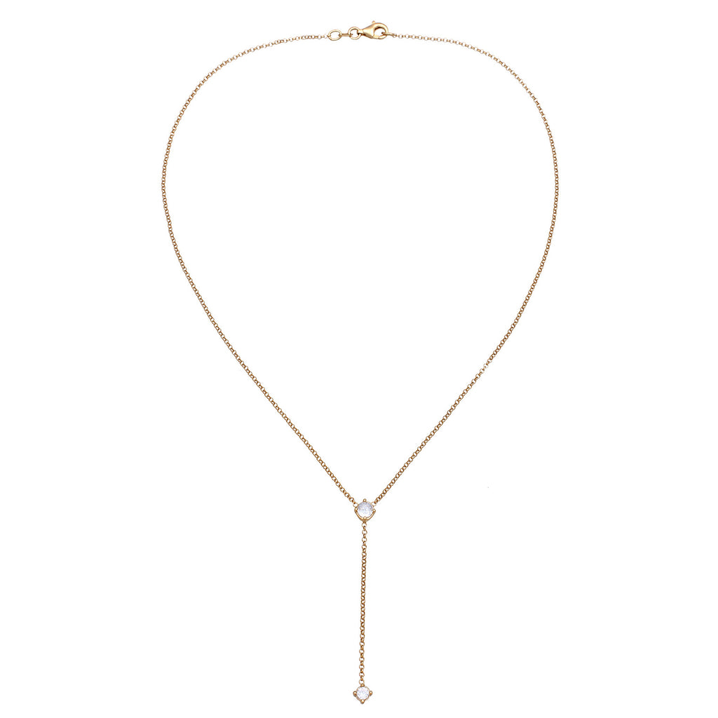 Gold - Elli | Y-Halskette | Zirkonia (Weiß) | 925 Sterling Silber vergoldet
