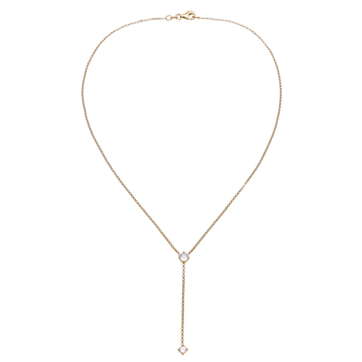 Gold - Elli | Y-Halskette | Zirkonia (Weiß) | 925 Sterling Silber vergoldet