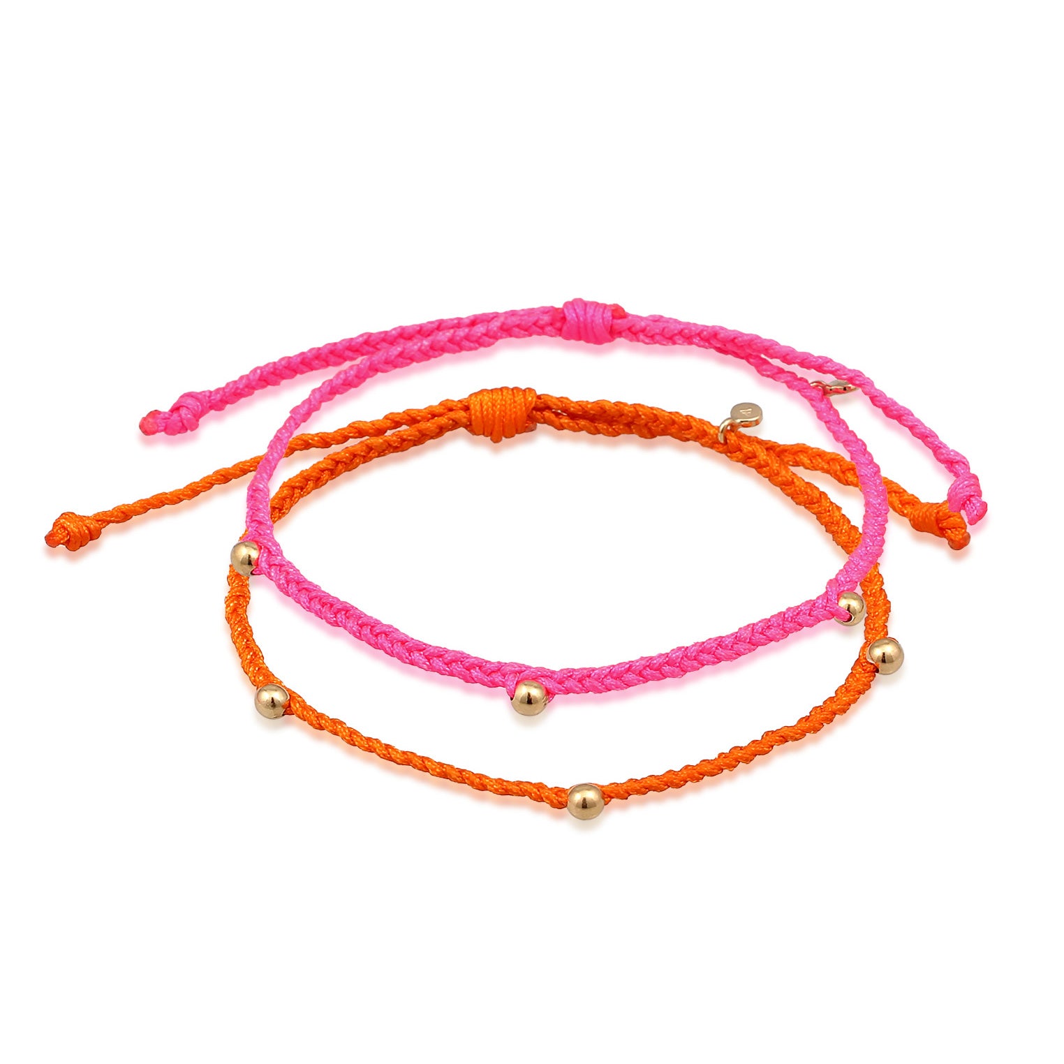 Bunt - Elli | Armbandset Kugel | Nylon (Pink)| 925 Sterling Silber vergoldet