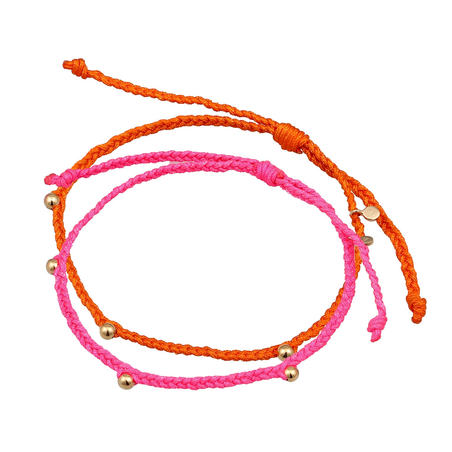 Bunt - Elli | Armbandset Kugel | Nylon (Pink)| 925 Sterling Silber vergoldet