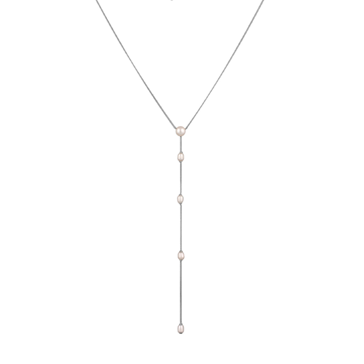 Silber - Elli PREMIUM | Y-Halskette | Süßwasserzuchtperlen | 925 Sterling Silber
