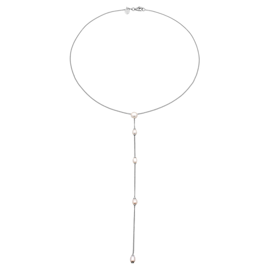 Silber - Elli PREMIUM | Y-Halskette | Süßwasserzuchtperlen | 925 Sterling Silber