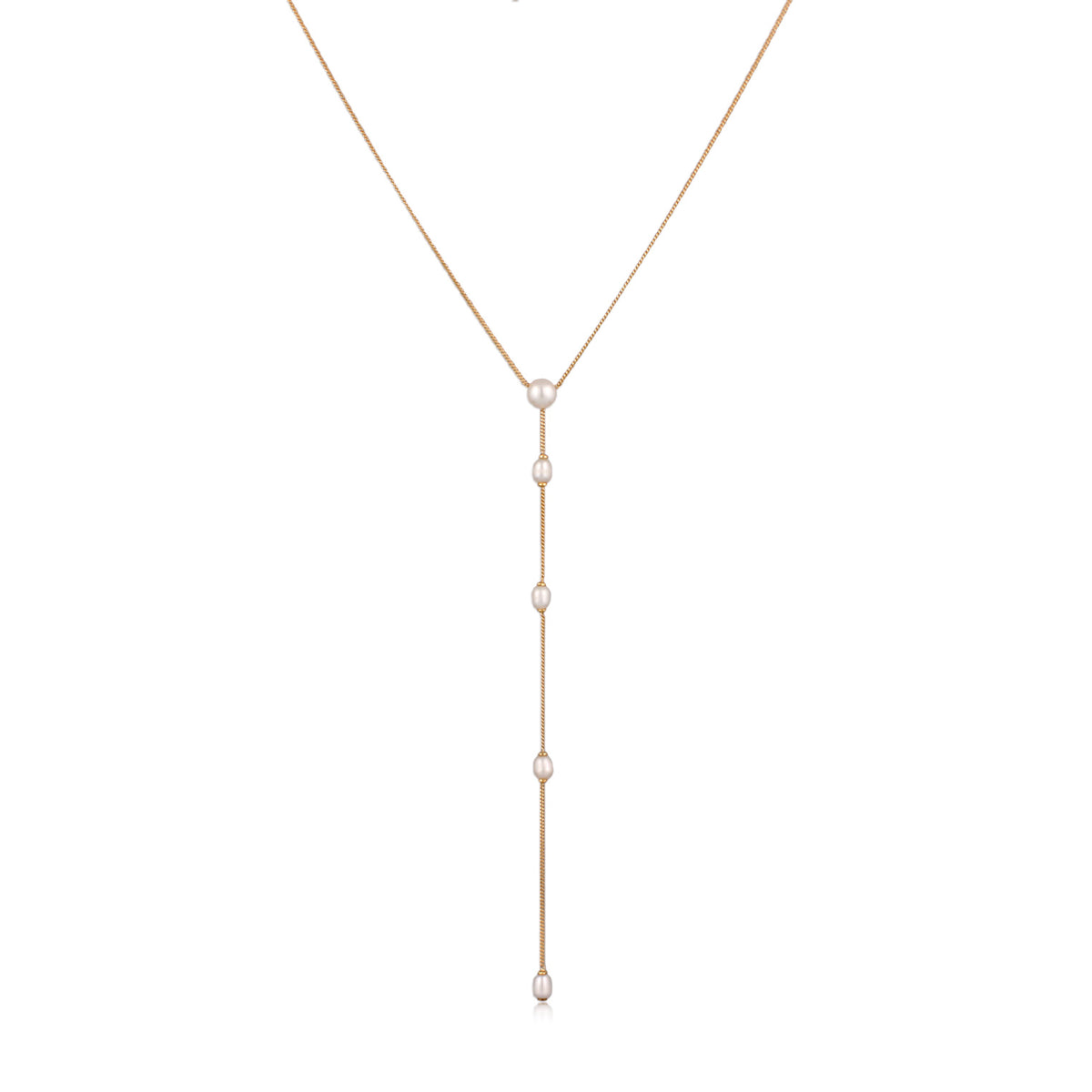 Gold - Elli PREMIUM | Y-Halskette | Süßwasserzuchtperlen | 925 Sterling Silber vergoldet