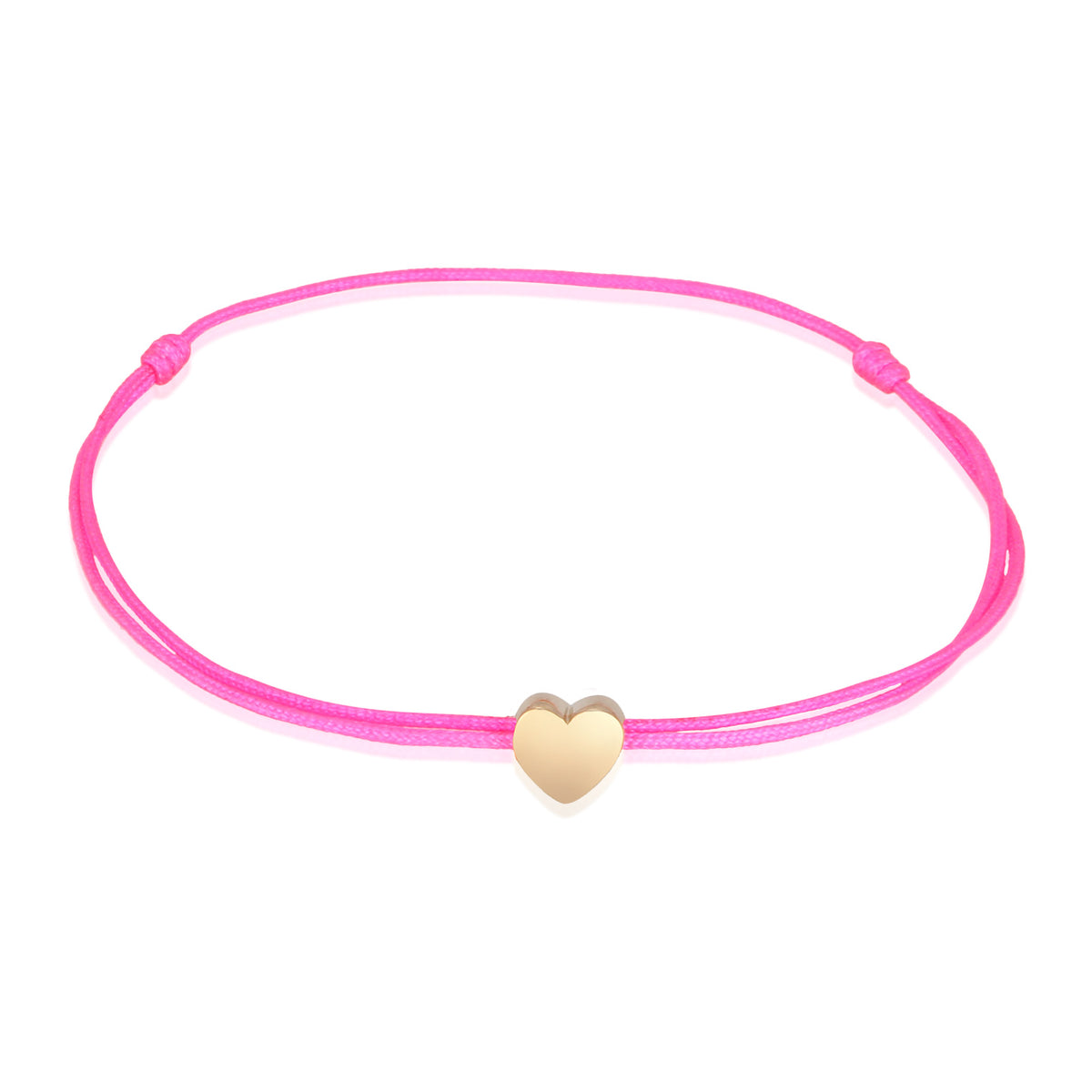 Pink - Elli | Armband Herz | Nylon (Pink) | 925 Sterling Silber vergoldet