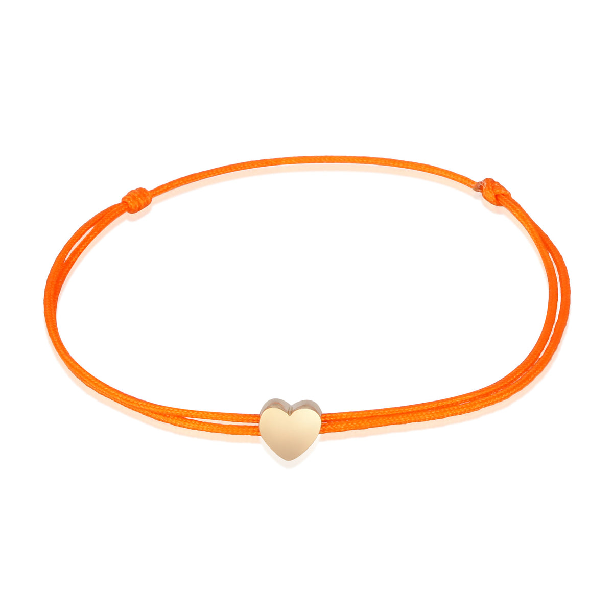 Orange - Elli | Armband Herz | Nylon (Orange) | 925 Sterling Silber vergoldet