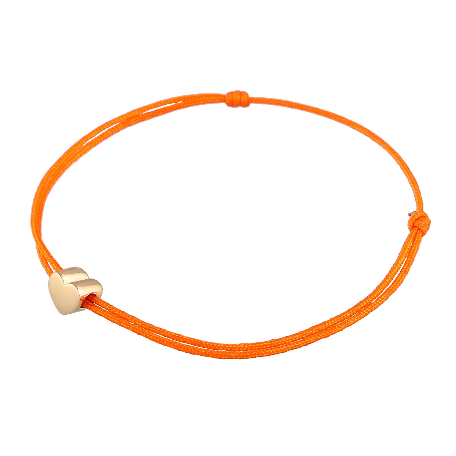 Orange - Elli | Armband Herz | Nylon (Orange) | 925 Sterling Silber vergoldet