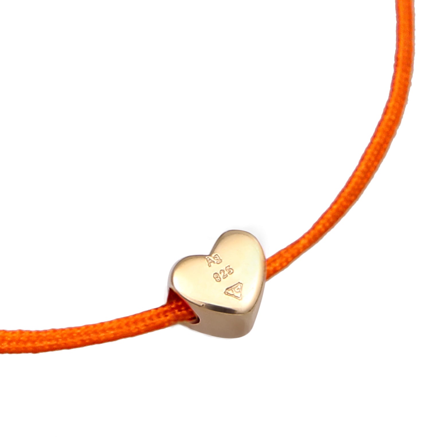 Orange - Elli | Armband Herz | Nylon (Orange) | 925 Sterling Silber vergoldet