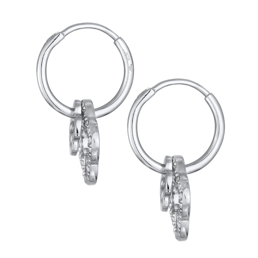 Hoop earrings cloverleaf | zirconia (white)