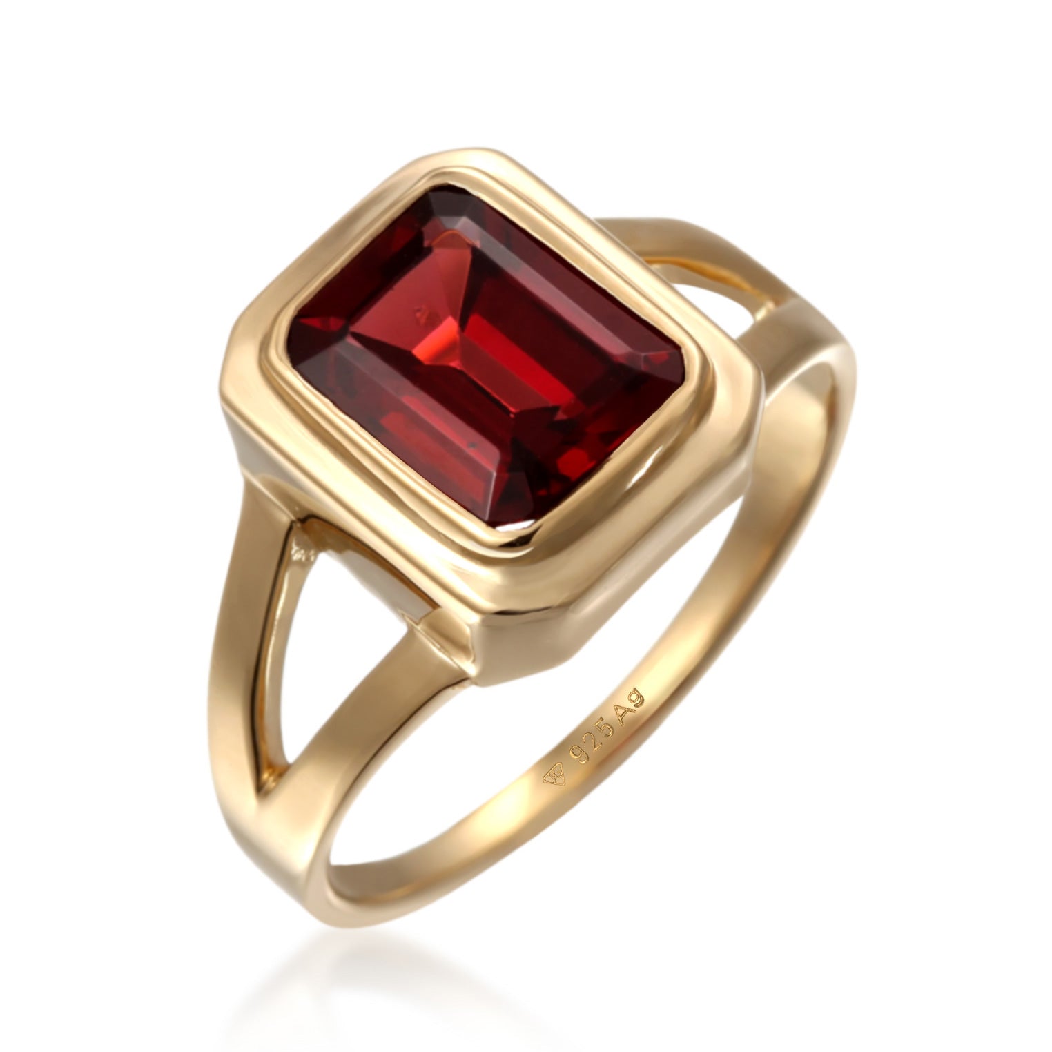 Rot - Elli | Solitär-Ring | Granat (Rot) | 925er Sterling Silber vergoldet