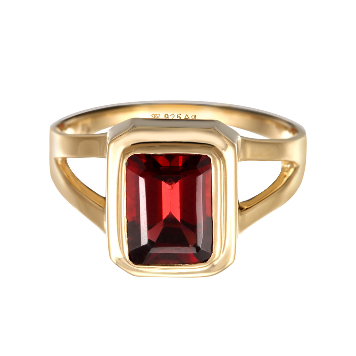 Rot - Elli | Solitär-Ring | Granat (Rot) | 925er Sterling Silber vergoldet