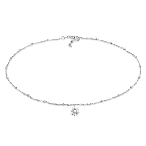 Silber - Elli | Choker Anhänger Sonne | 925 Sterling Silber
