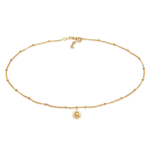 Gold - Elli | Choker Sonnen-Anhänger | 925 Sterling Silber vergoldet