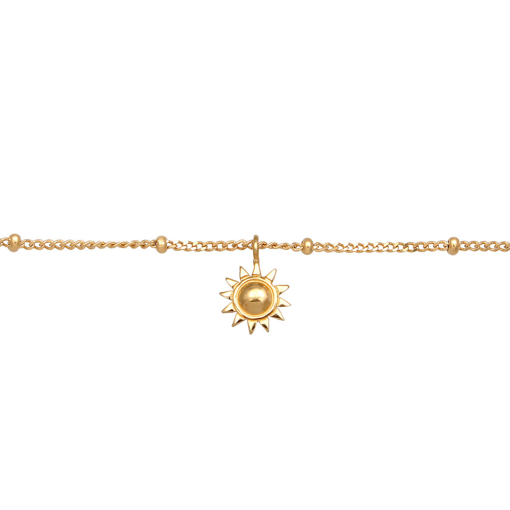 Gold - Elli | Choker Sonnen-Anhänger | 925 Sterling Silber vergoldet