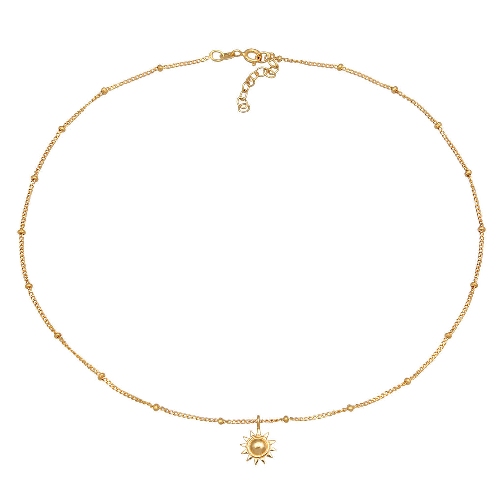 Gold - Elli | Choker Sonnen-Anhänger | 925 Sterling Silber vergoldet