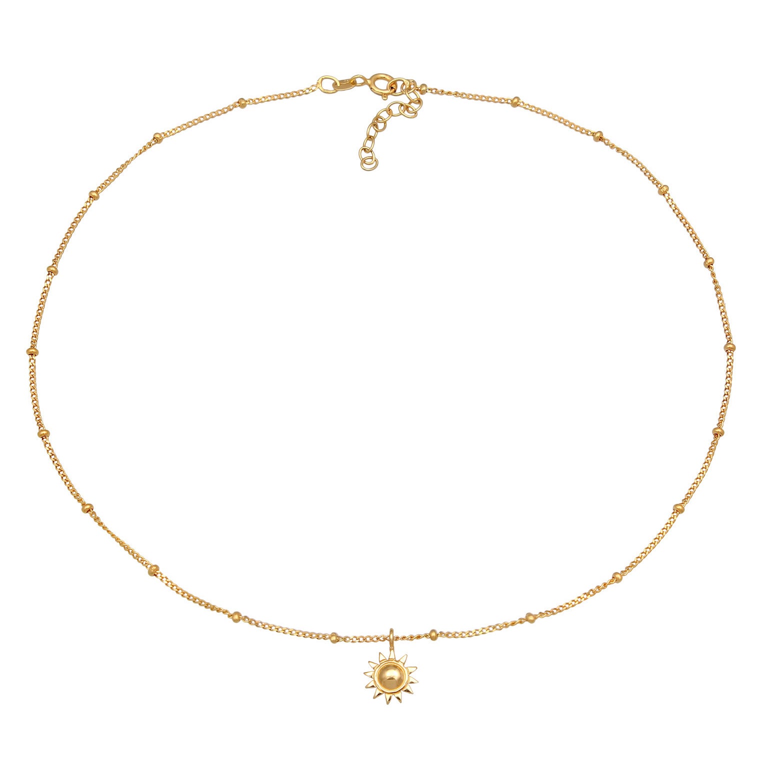 Gold - Elli | Choker Sonnen-Anhänger | 925 Sterling Silber vergoldet