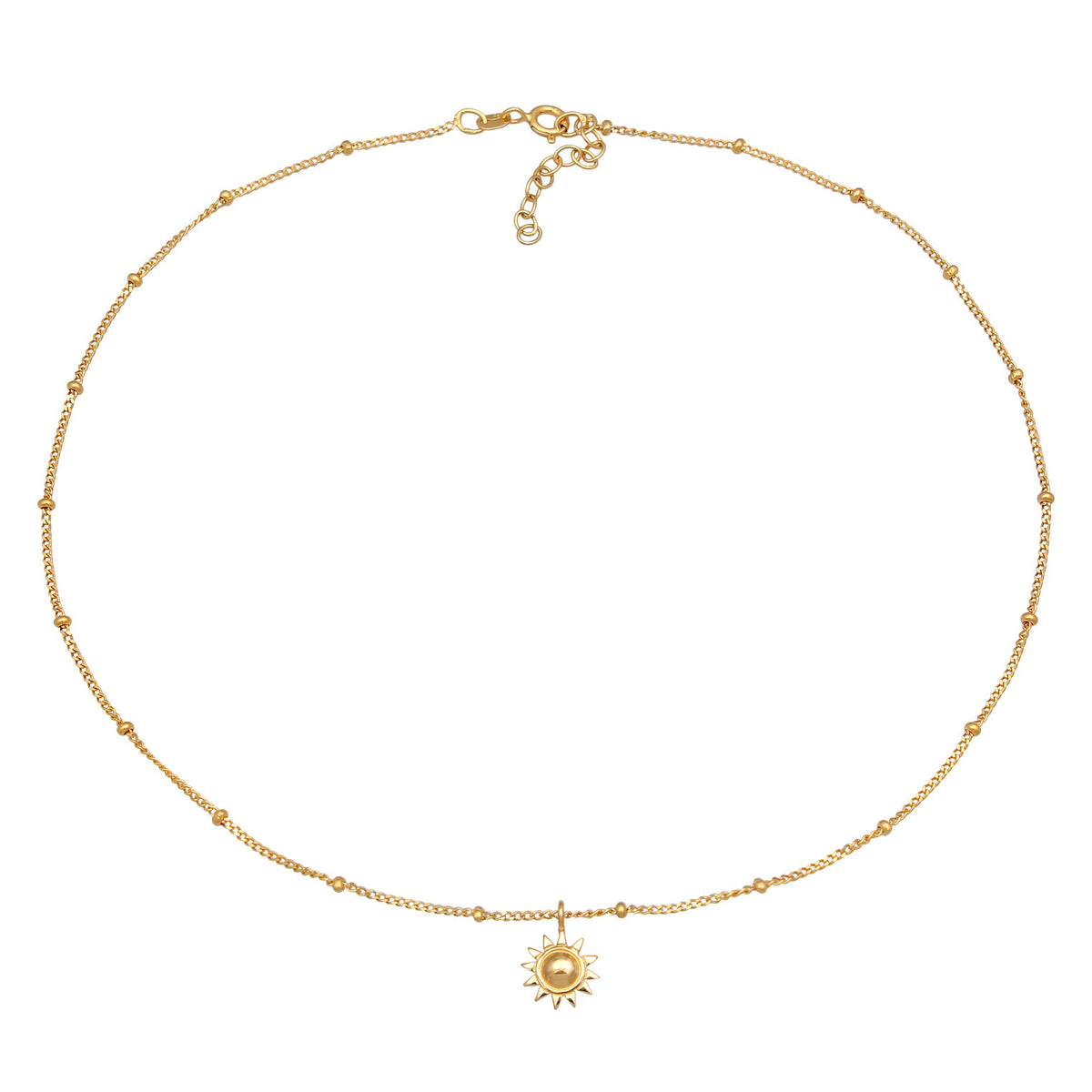 Gold - Elli | Choker Sonnen-Anhänger | 925 Sterling Silber vergoldet