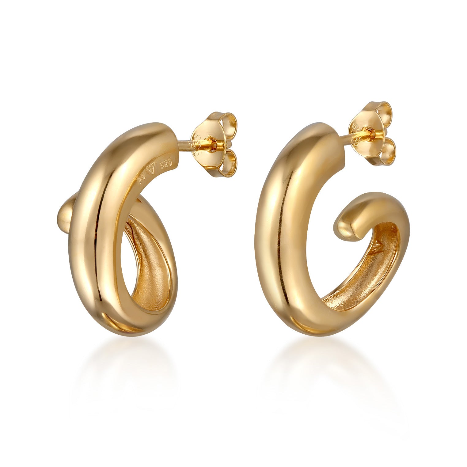 Gold - Elli | Ohrstecker Spirale | 925 Sterling Silber Vergoldet