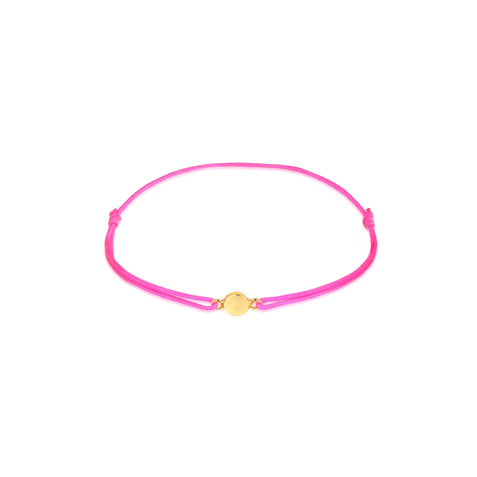 Pink - Elli | Armband Plättchen | Nylon (Pink) | 925 Sterling Silber vergoldet