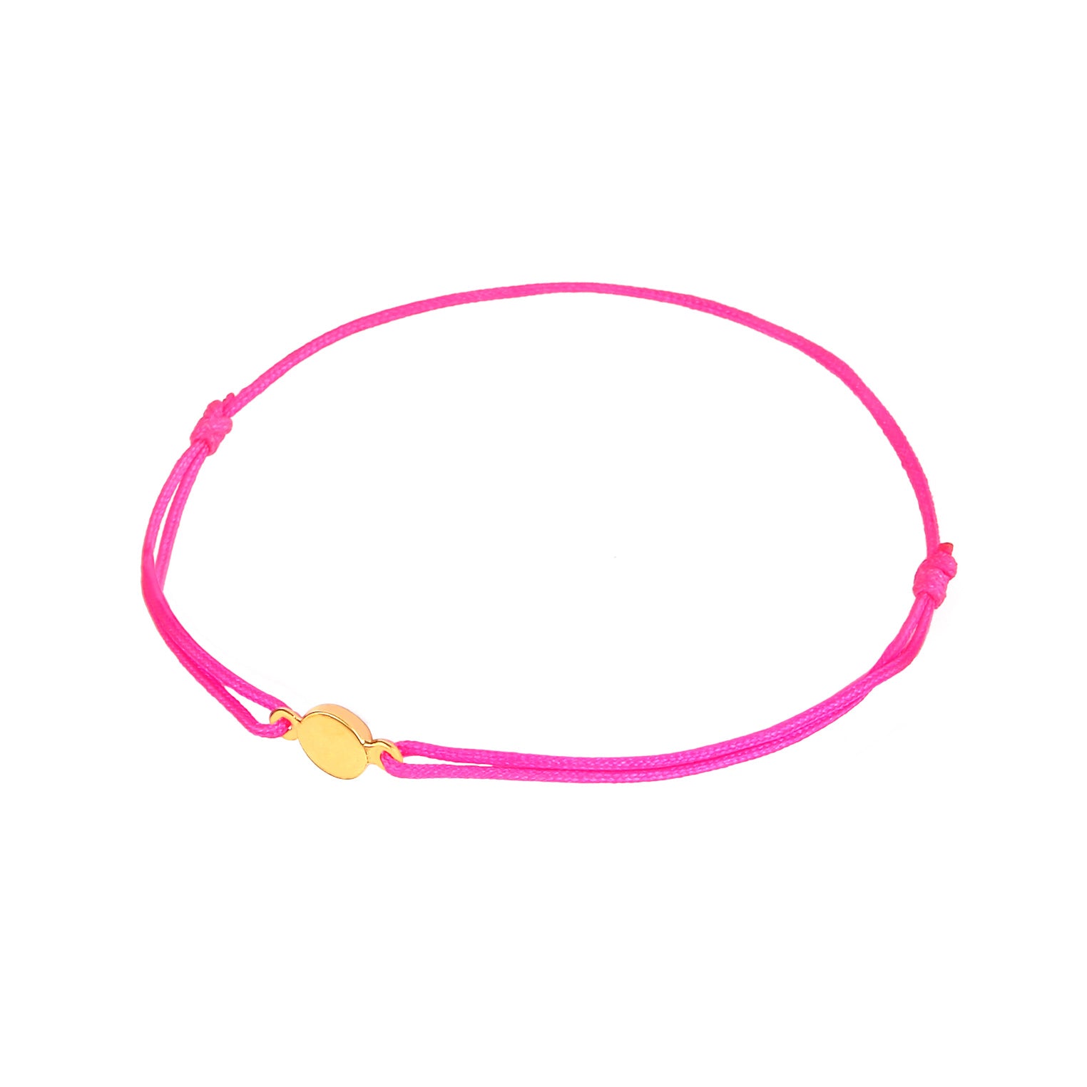 Pink - Elli | Armband Plättchen | Nylon (Pink) | 925 Sterling Silber vergoldet