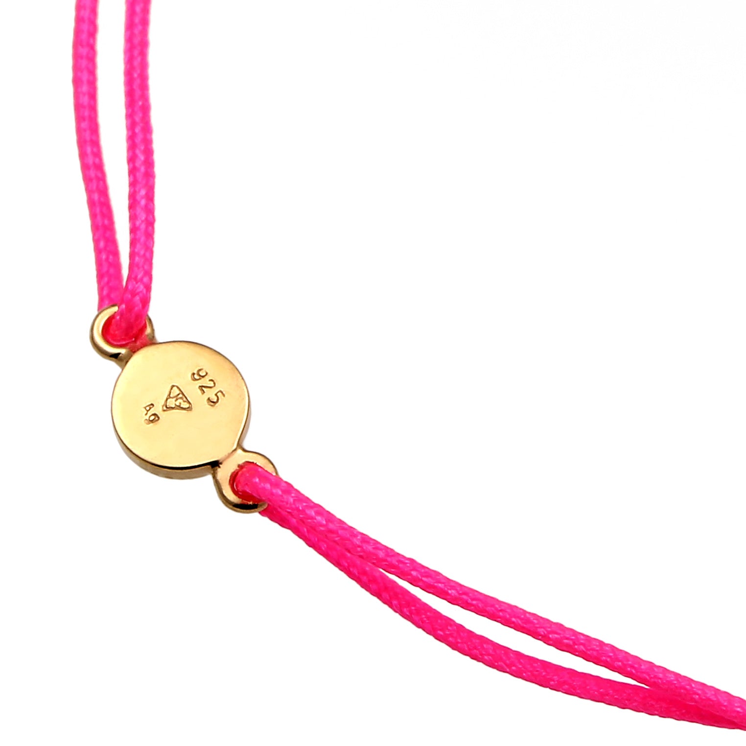 Pink - Elli | Armband Plättchen | Nylon (Pink) | 925 Sterling Silber vergoldet