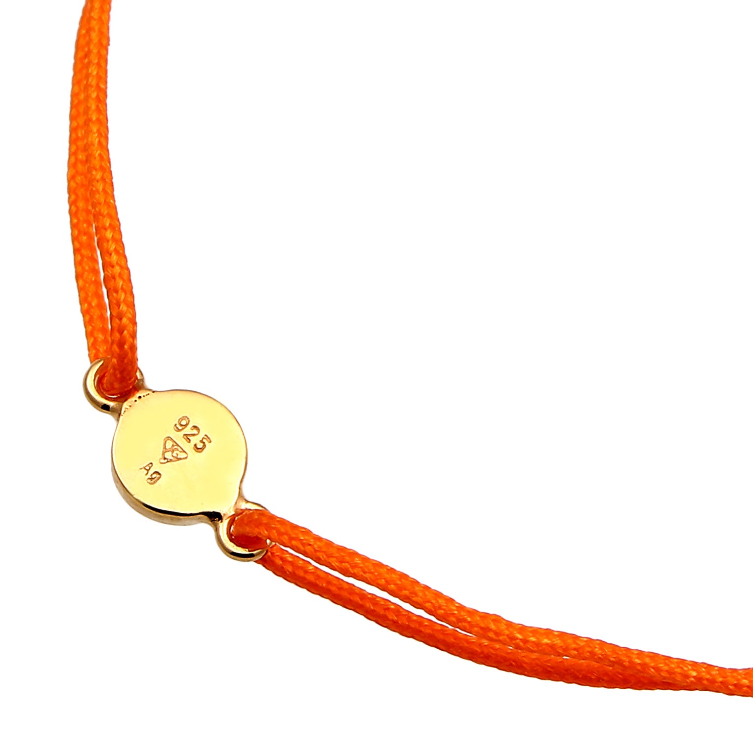 Orange - Elli | Armband Plättchen | Nylon (Orange) | 925 Sterling Silber vergoldet