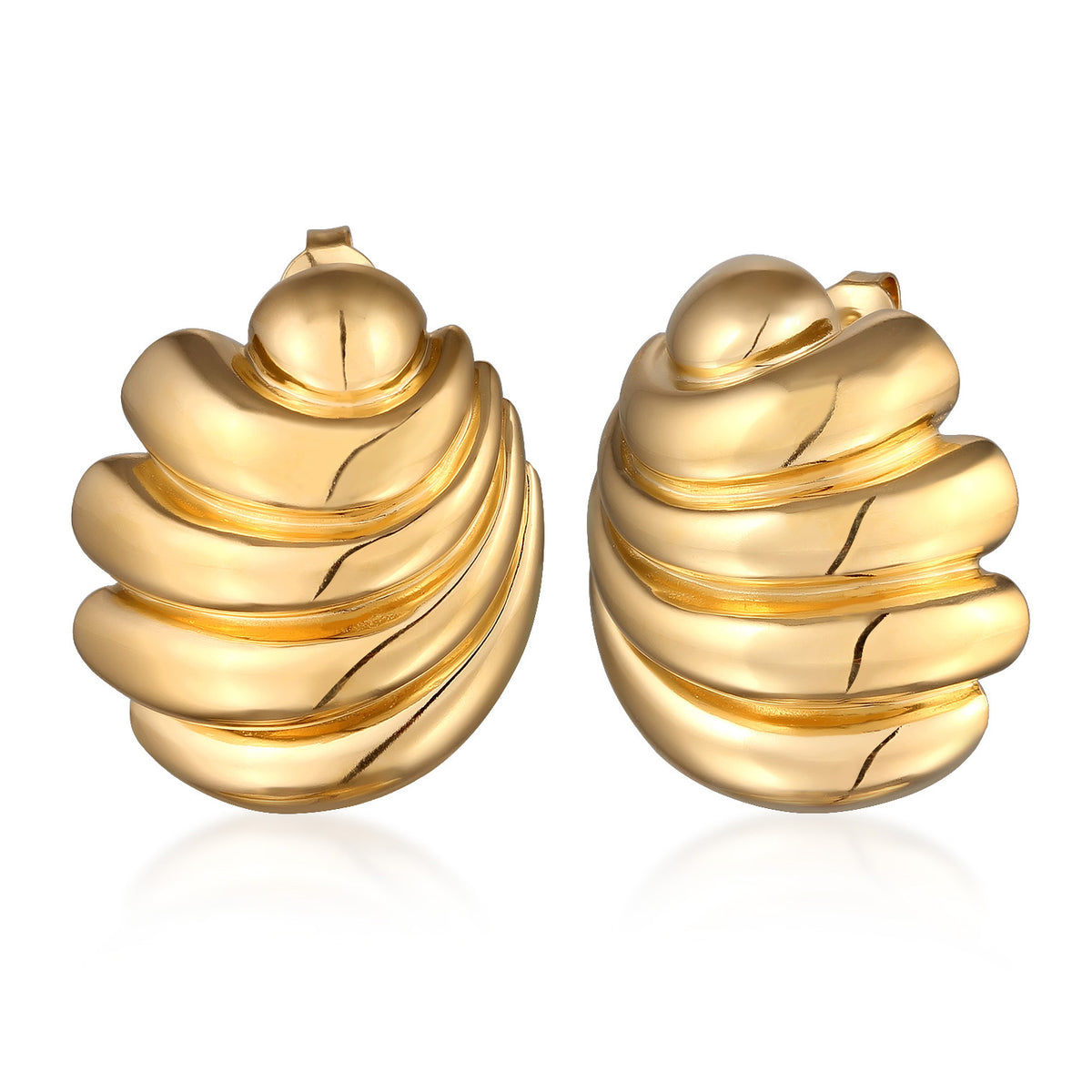 Gold - Elli PREMIUM | Ohrstecker Muschel | 925 Sterling Silber vergoldet