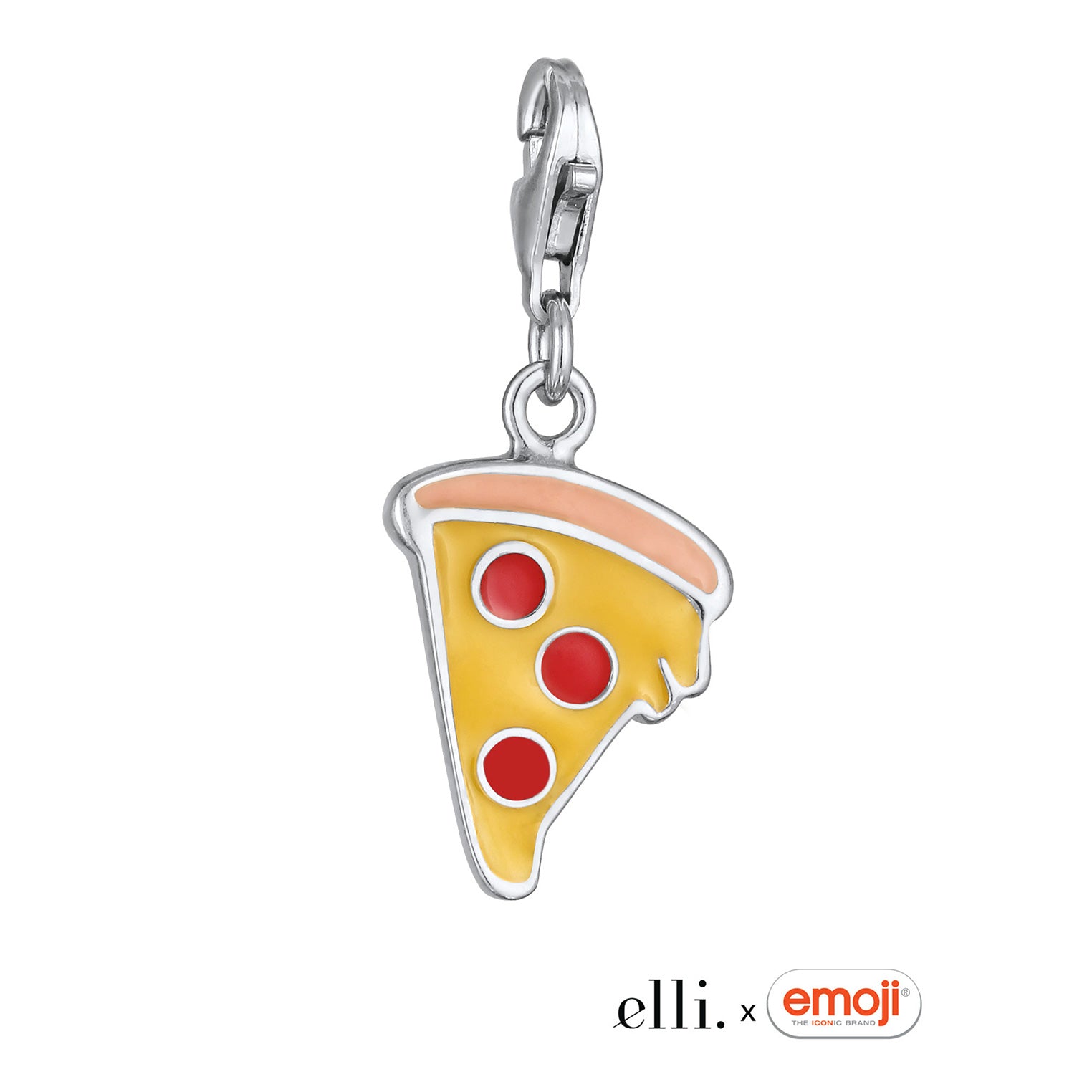 Silber - Elli | Charm Pizza Emoji | Emaille | 925 Sterling Silber