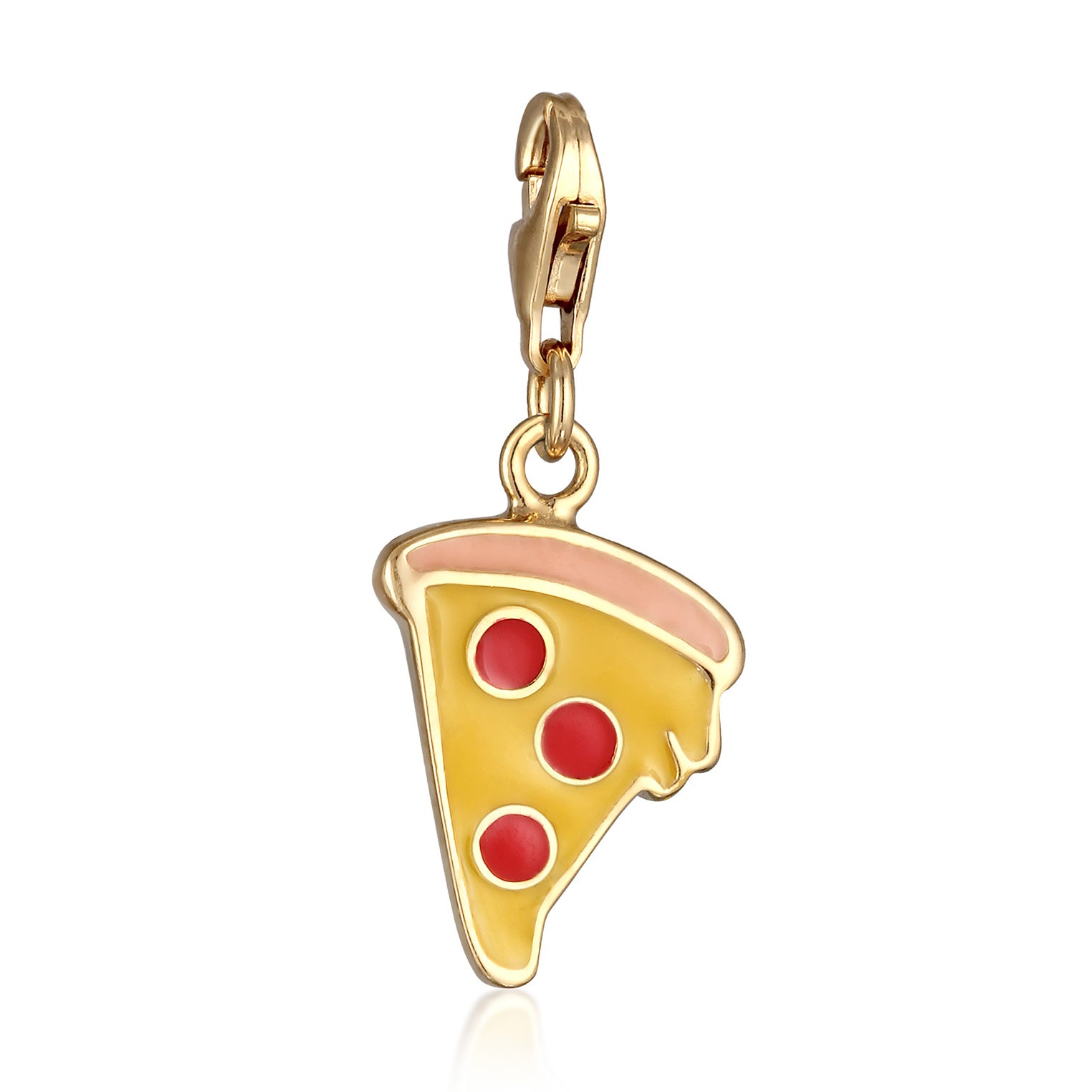 Gold - Elli | Charm Pizza | Emaille | 925 Sterling Silber vergoldet