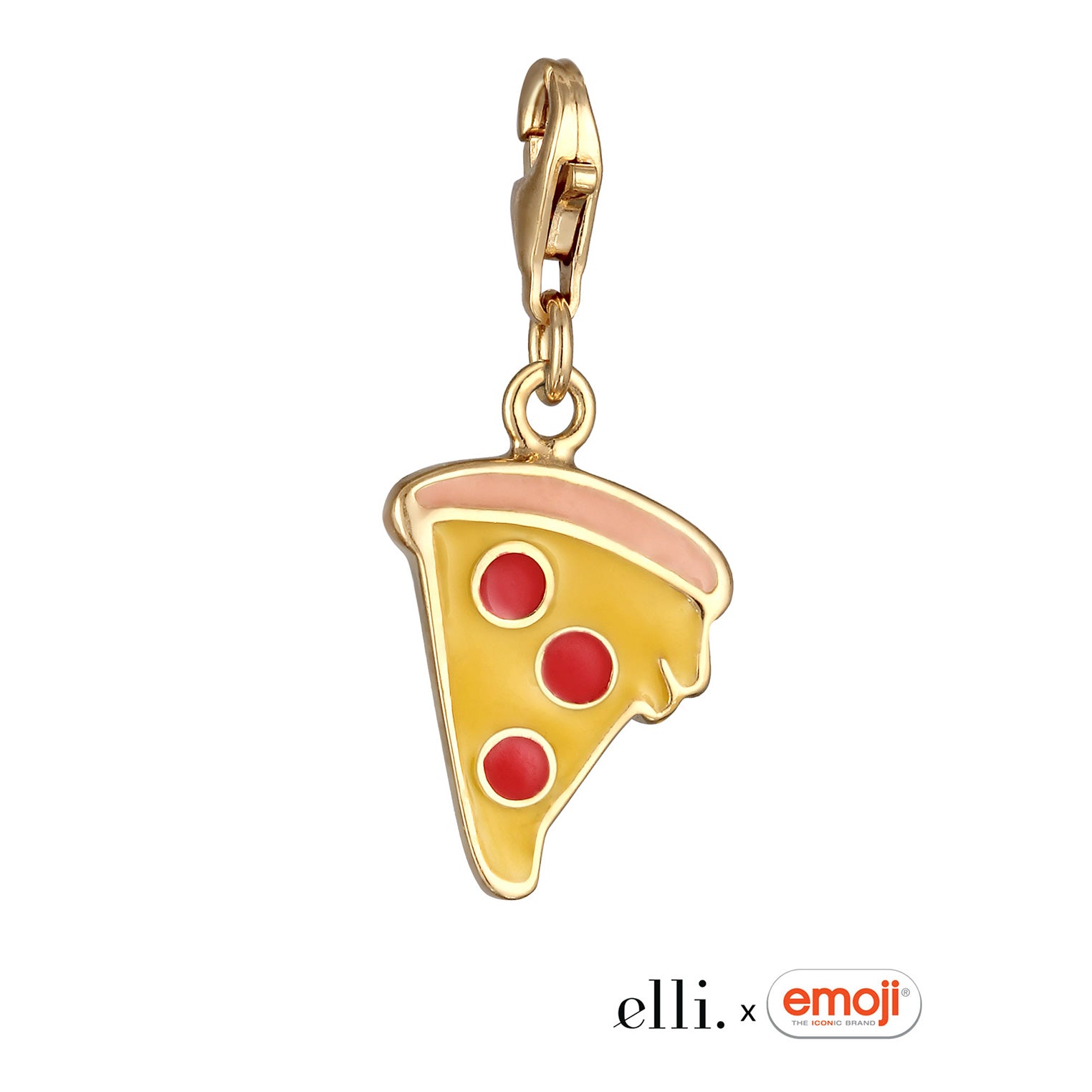 Gold - Elli | Charm Pizza Emoji | Emaille | 925 Sterling Silber vergoldet