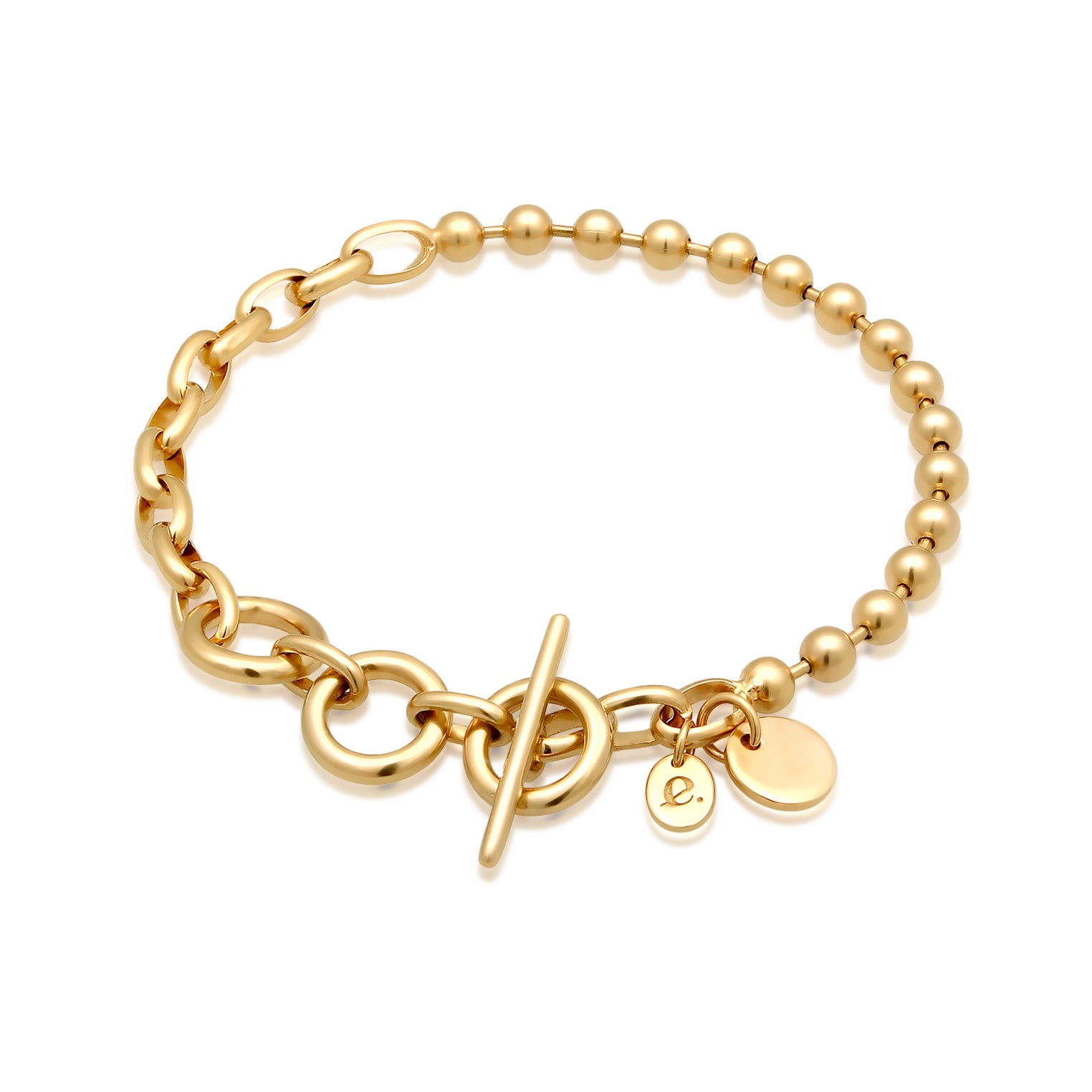 Gold - Elli PREMIUM | Glieder-Armband Kugel | 925 Sterling Silber vergoldet