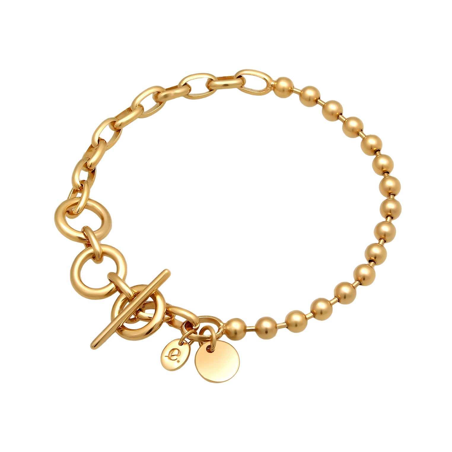 Gold - Elli PREMIUM | Glieder-Armband Kugel | 925 Sterling Silber vergoldet