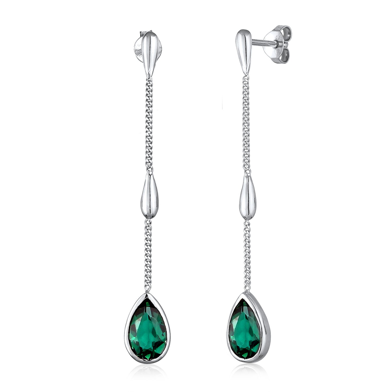 Silber - Elli | Ohrstecker Tropfen | Quarz (Grün) | 925 Sterling Silber