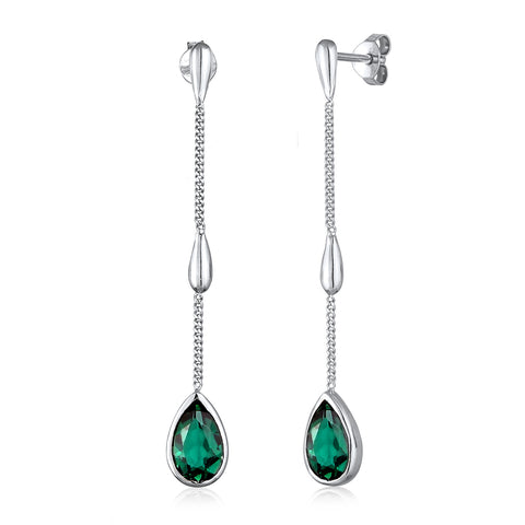 Silber - Elli | Ohrstecker Tropfen | Quarz (Grün) | 925 Sterling Silber