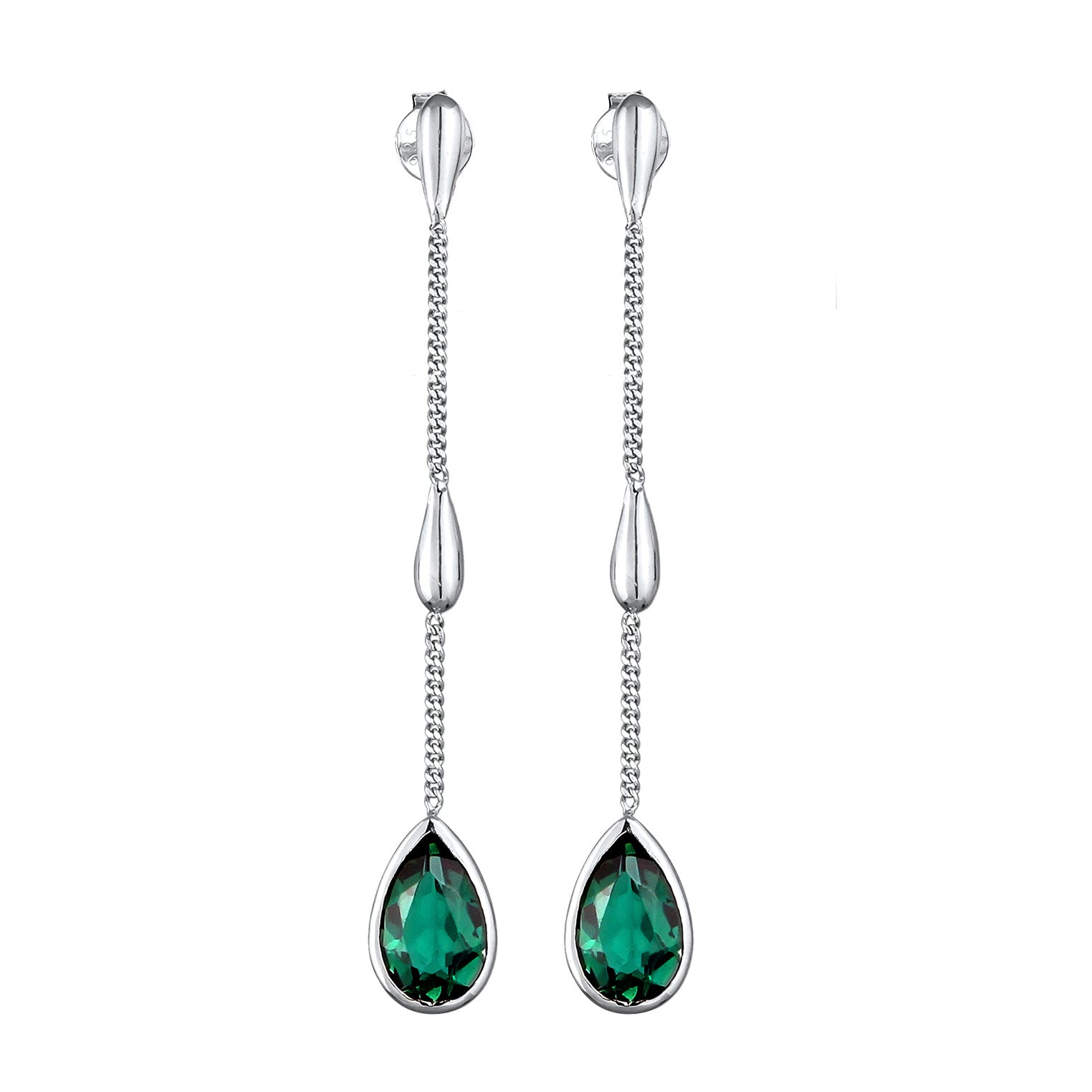 Silber - Elli | Ohrstecker Tropfen | Quarz (Grün) | 925 Sterling Silber