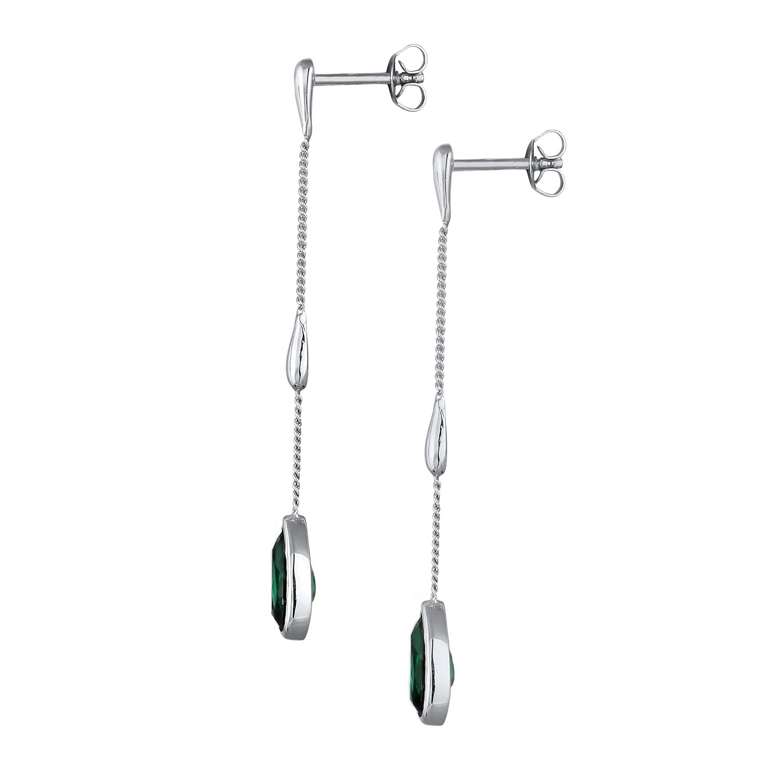 Silber - Elli | Ohrstecker Tropfen | Quarz (Grün) | 925 Sterling Silber